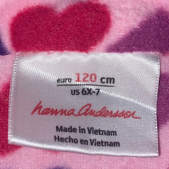 Hanna Andersson Pink Microfleece Hearts Long Sleeve Cozy Popover 6X-7 - Picture 3 of 4